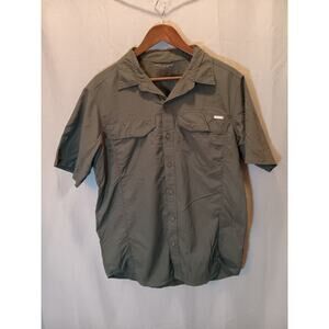 Columbia Omni Shade Men's Large Green Hiking Button Up Short Sleeve Shirt